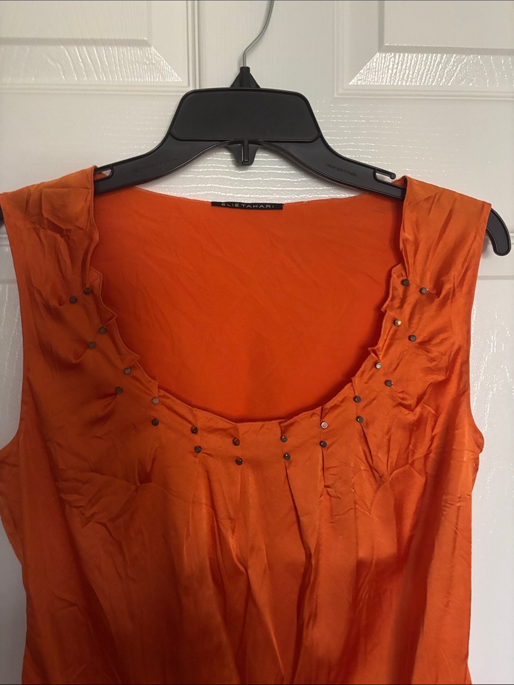 Elie Tahari Orange Beaded Silk Sleeveless top